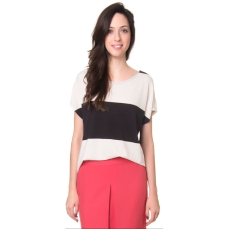 CAPITOLLIUM - BLUSA QUADRADA MANGA RAGLAN BICOLOR - P&B