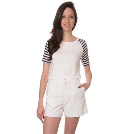 CAPITOLLIUM - BLUSA RAGLAN BICOLOR SUNRISE MANGA CURTA - BRANCO