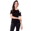 CAPITOLLIUM - BLUSA RAGLAN BICOLOR SUNRISE MANGA CURTA - PRETO