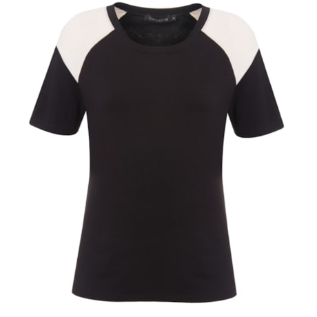 CAPITOLLIUM - BLUSA RAGLAN BICOLOR SUNRISE MANGA CURTA - PRETO
