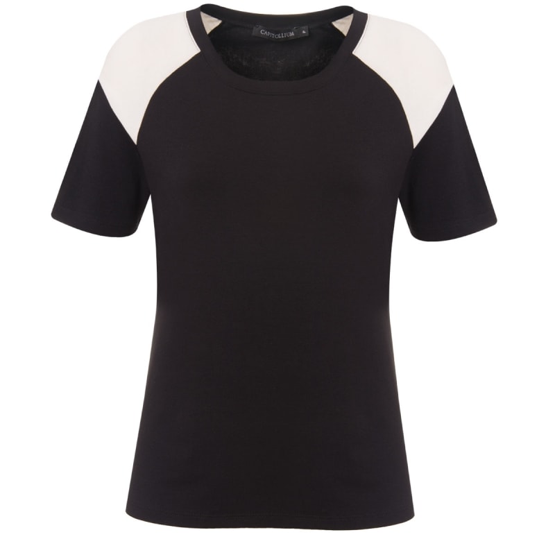 CAPITOLLIUM - BLUSA RAGLAN BICOLOR SUNRISE MANGA CURTA - PRETO