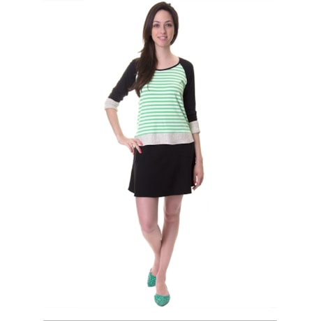 CAPITOLLIUM - BLUSA RAGLAN LISTRADA COM NERVURAS - VERDE