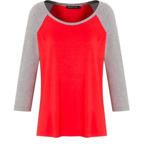 CAPITOLLIUM -  BLUSA RAGLAN MANGA 3/4 BICOLOR - LARANJA