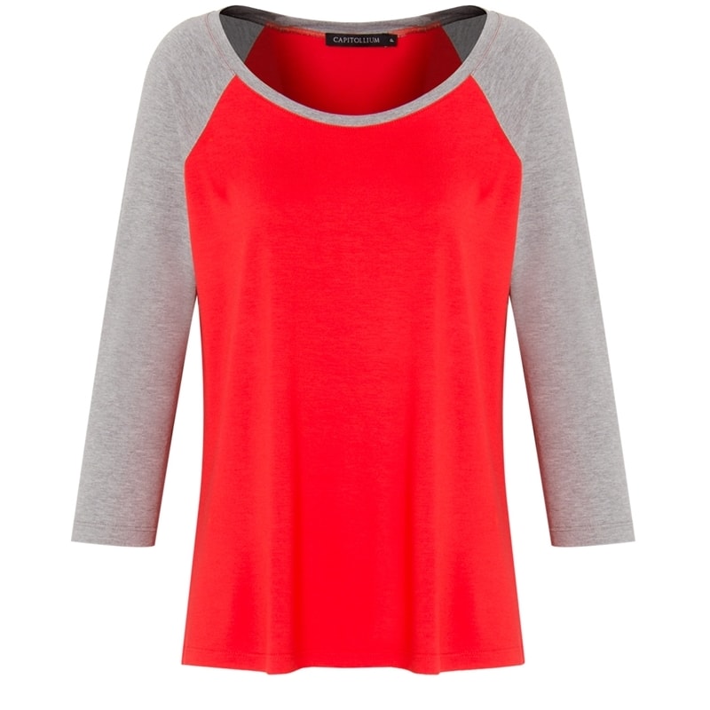 CAPITOLLIUM -  BLUSA RAGLAN MANGA 3/4 BICOLOR - LARANJA