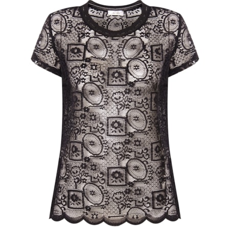 CAPITOLLIUM - BLUSA RENDA M/C - PRETO CAPITOLLIUM - BLUSA RENDA M/C - PRETO