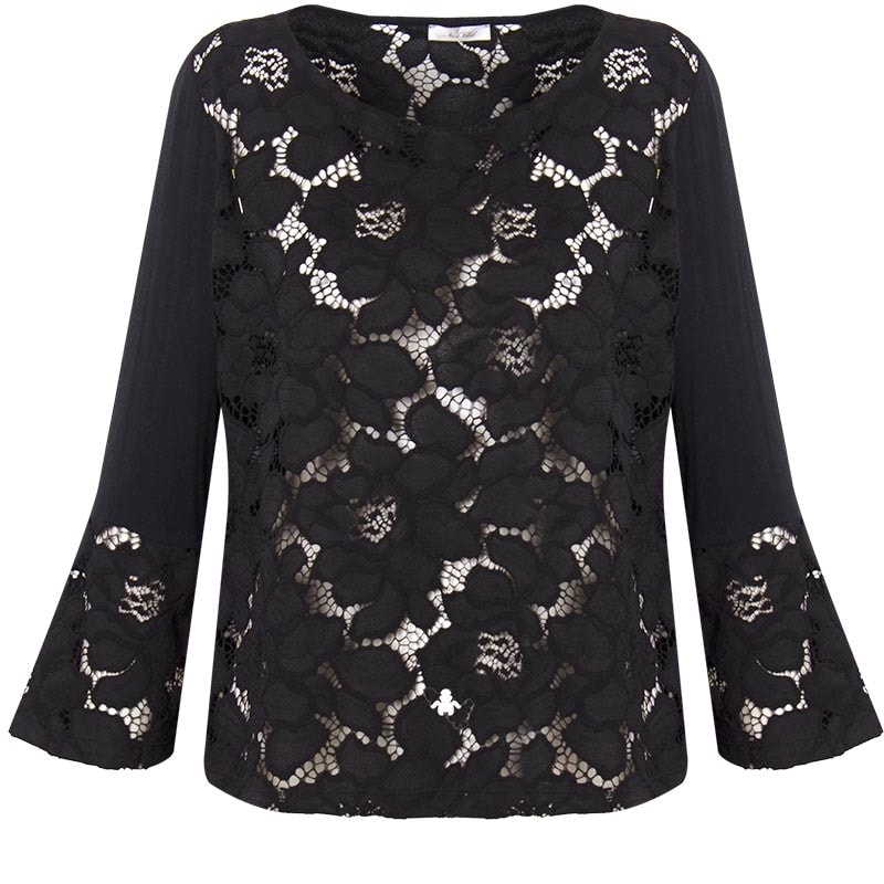 CAPITOLLIUM - BLUSA RENDA MANGA SINO - PRETO