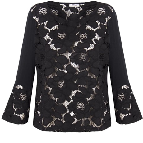 CAPITOLLIUM - BLUSA RENDA MANGA SINO - PRETO CAPITOLLIUM - BLUSA RENDA MANGA SINO - PRETO