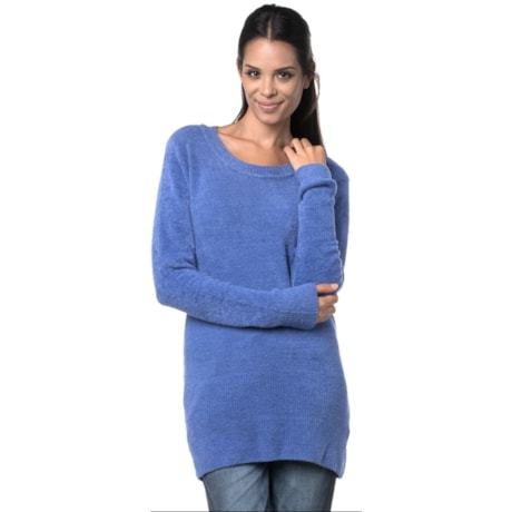 CAPITOLLIUM - BLUSA SOFT BÁSICA DECOTE CANOA - AZUL