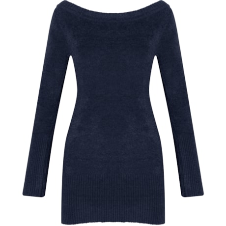 CAPITOLLIUM - BLUSA SOFT BÁSICA DECOTE CANOA - AZUL ROYAL