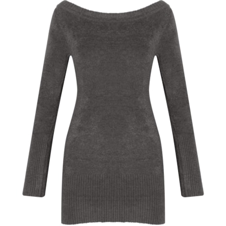 CAPITOLLIUM - BLUSA SOFT BÁSICA DECOTE CANOA - CINZA