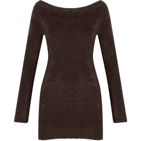 CAPITOLLIUM - BLUSA SOFT BÁSICA DECOTE CANOA - MARROM
