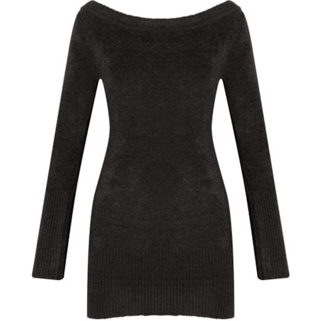 CAPITOLLIUM - BLUSA SOFT BÁSICA DECOTE CANOA - PRETO