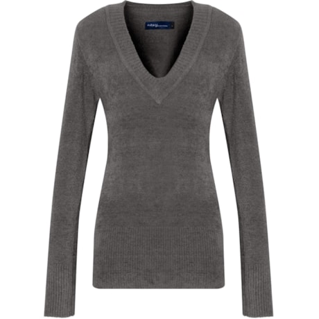 CAPITOLLIUM - BLUSA SOFT BÁSICA DECOTE V - CINZA