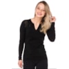 CAPITOLLIUM - BLUSA TRICÔ APLICAÇÃO RENDA - PRETO