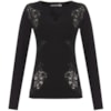 CAPITOLLIUM - BLUSA TRICÔ APLICAÇÃO RENDA - PRETO