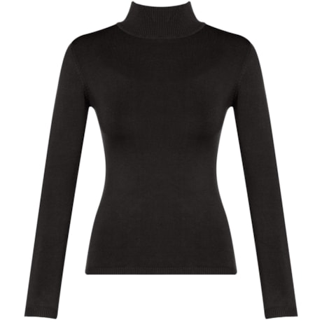 CAPITOLLIUM - BLUSA TRICÔ BÁSICA GOLA CHAMINÉ - PRETO