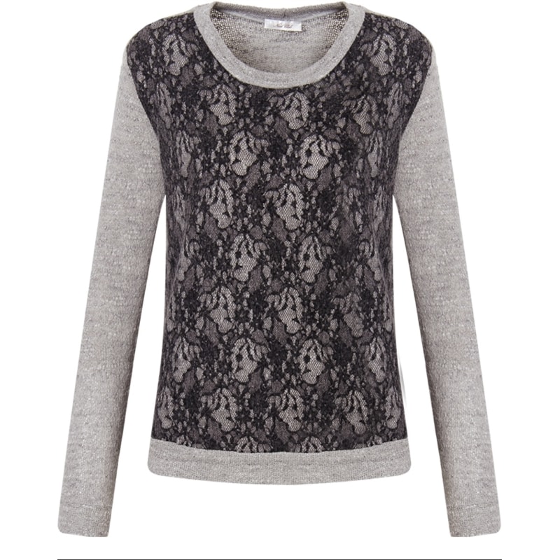 CAPITOLLIUM - BLUSA TRICOT RENDADA M/L - CINZA CAPITOLLIUM - BLUSA TRICOT RENDADA M/L - CINZA