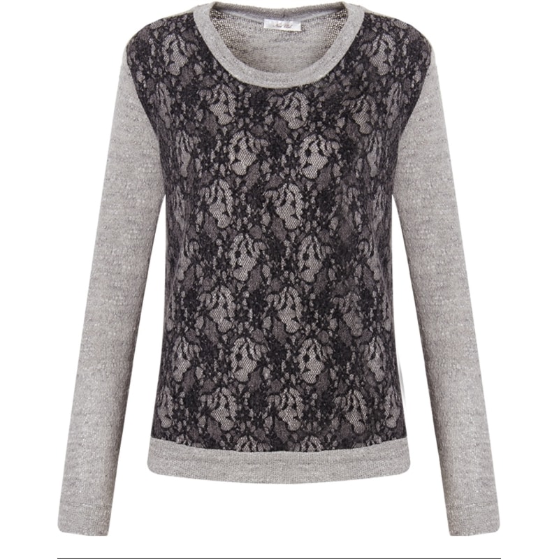 CAPITOLLIUM - BLUSA TRICOT RENDADA M/L - CINZA