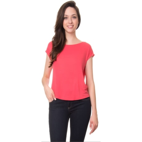 CAPITOLLIUM - BLUSA VISCOLINHO COM ENTREMEIO COSTAS - CORAL