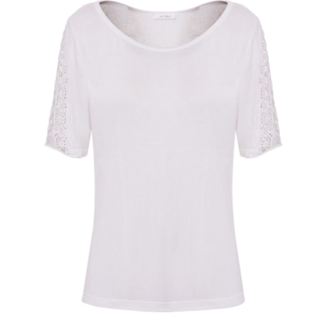 CAPITOLLIUM - BLUSA VISCOLINHO RENDA MANGA - OFF WHITE
