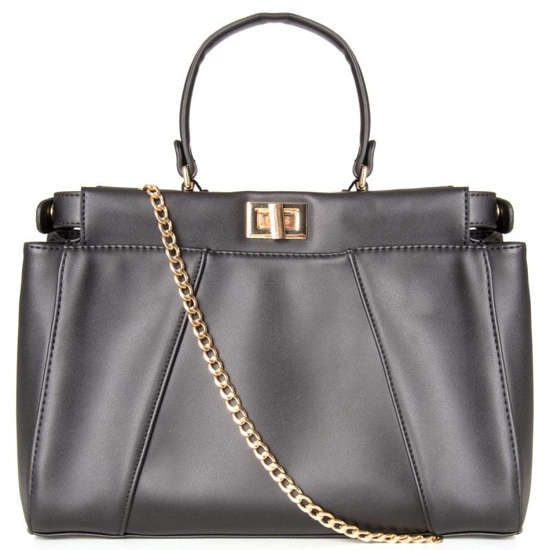 CAPITOLLIUM - BOLSA ALÇA MÃO FECHO METAL 2 LADOS - PRETO