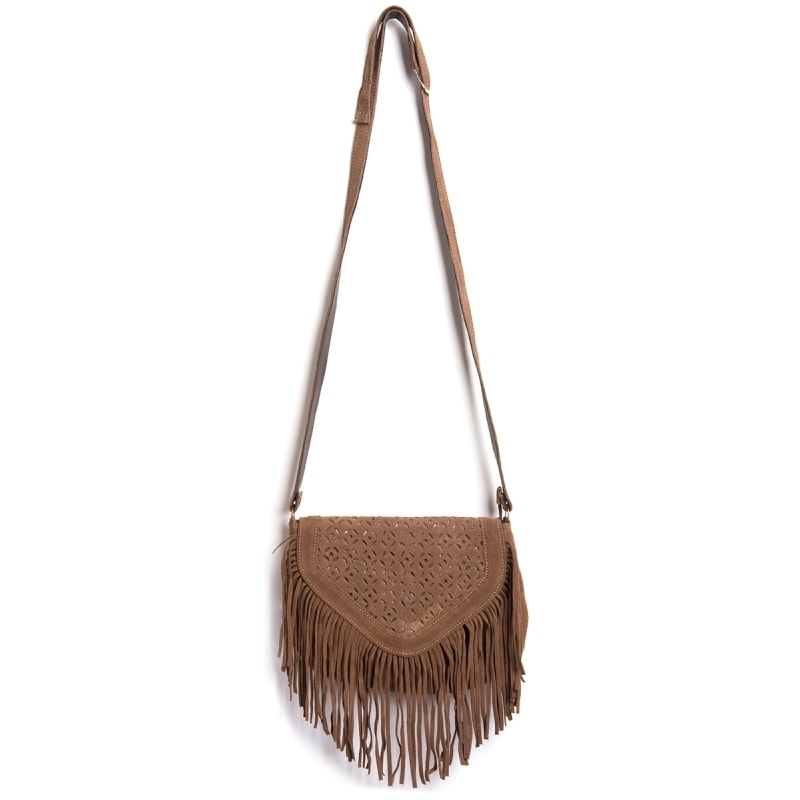 CAPITOLLIUM BOLSA CAMURÇA LAPEL TRABALHADA COM FRANJAS - MARROM