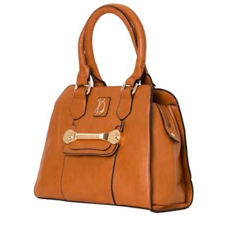 CAPITOLLIUM - BOLSA COURO SINTÉTICO DETALHE FERRAGEM - CARAMELO