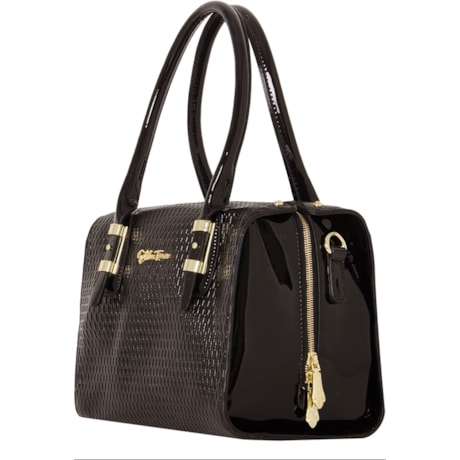 CAPITOLLIUM - BOLSA MALETA VERNIZ TRESSÊ - PRETO