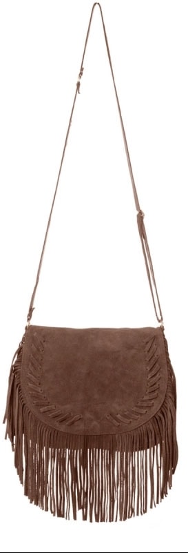 vestido suede marrom com franja