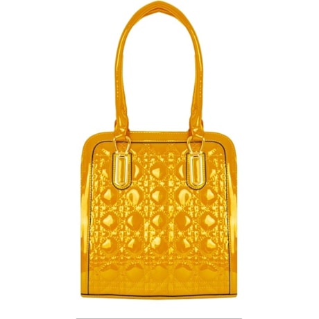 CAPITOLLIUM - BOLSA VERNIZ QUADRADA MATELASSÊ - MOSTARDA
