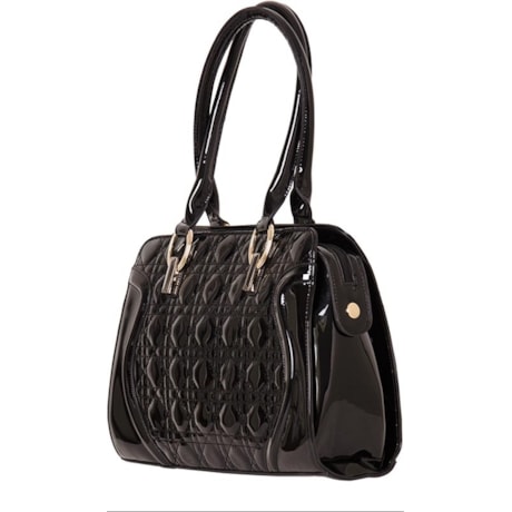 CAPITOLLIUM - BOLSA VERNIZ QUADRADA MATELASSÊ - PRETO