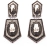 CAPITOLLIUM - BRINCO 2/PLACAS C/PEDRA FACETADA EM METAL - PRATA VELHA