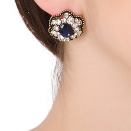 CAPITOLLIUM - BRINCO FLOR CRISTAL/STRASS - AZUL