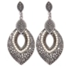 CAPITOLLIUM - BRINCO FOLHA VAZADA METAL COM STRASS - CHUMBO