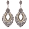 CAPITOLLIUM - BRINCO FOLHA VAZADA METAL COM STRASS - PRATA