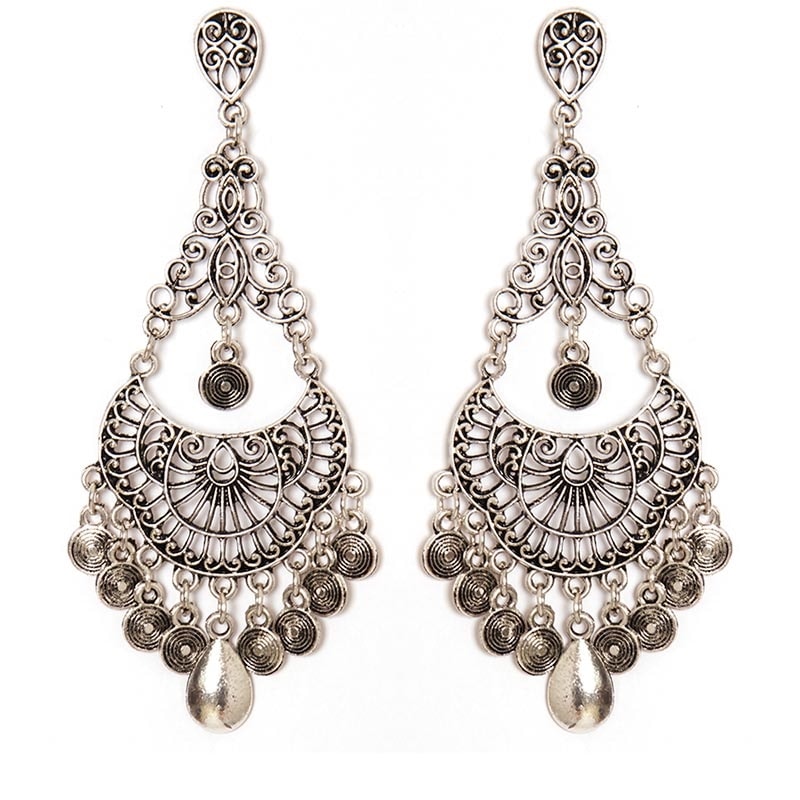 CAPITOLLIUM - BRINCO GIPSY METAL C/ PINGENTE MOEDAS - PRATA VELHA