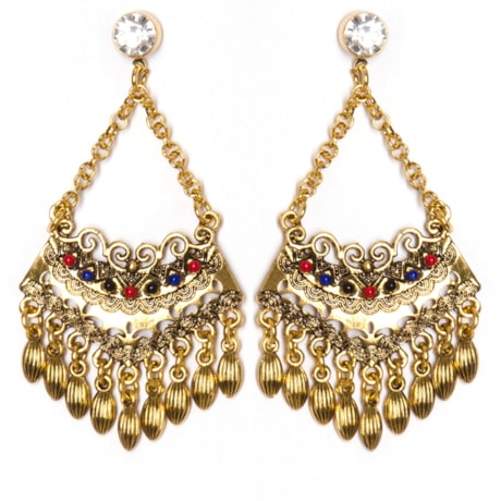 CAPITOLLIUM - BRINCO GIPSY METAL PEDRAS COLORIDAS - DOURADO