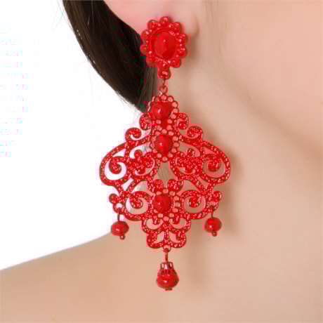 CAPITOLLIUM - BRINCO METAL COLOR PINGENTES - VERMELHO