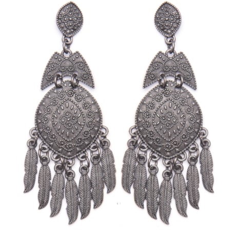 CAPITOLLIUM - BRINCO METAL MEDALHA IRREGULAR PINGENTE FOLHA - CHUMBO