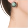 CAPITOLLIUM - BRINCO METAL REDONDO COM PEDRA BOLA - TURQUESA