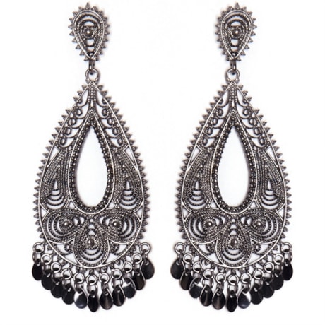 CAPITOLLIUM - BRINCO RENDA METAL GOTA - PRATA VELHA