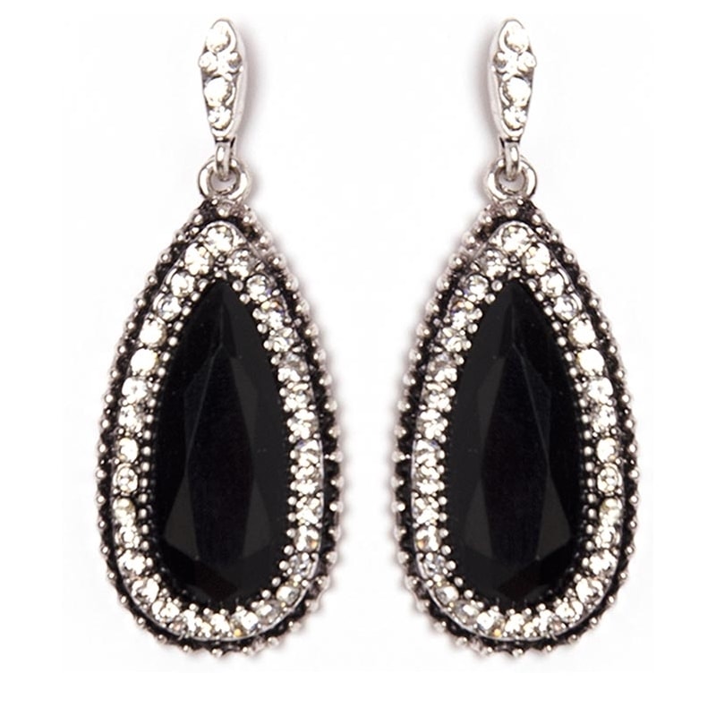 CAPITOLLIUM - BRINCO STRASS GOTA COMPRIDA - PRETO