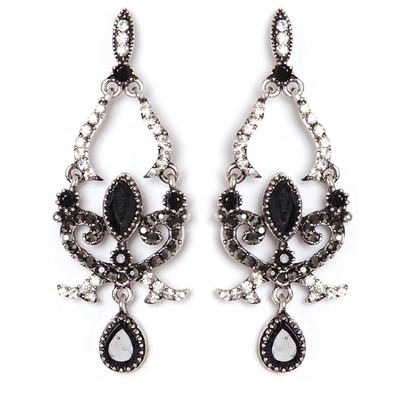 CAPITOLLIUM - BRINCOS ARABESCO RESINA C/ STRASS - PRETO