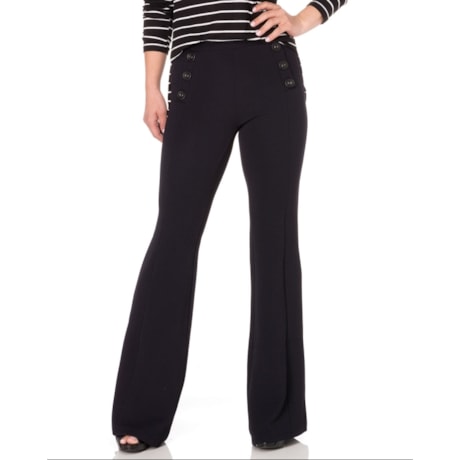 CAPITOLLIUM - CALÇA FLARE PIQUET DETALHE BOTÕES - MARROM