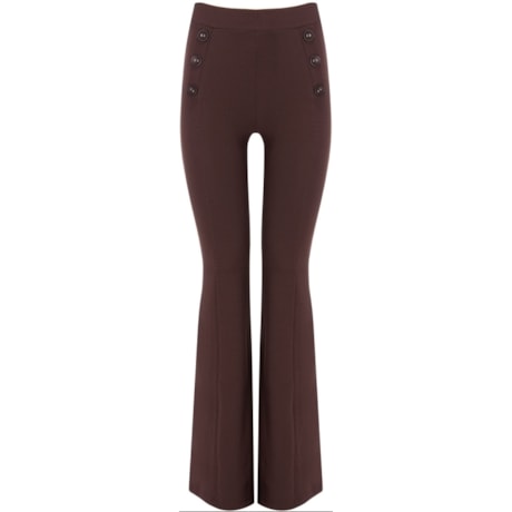 CAPITOLLIUM - CALÇA FLARE PIQUET DETALHE BOTÕES - MARROM