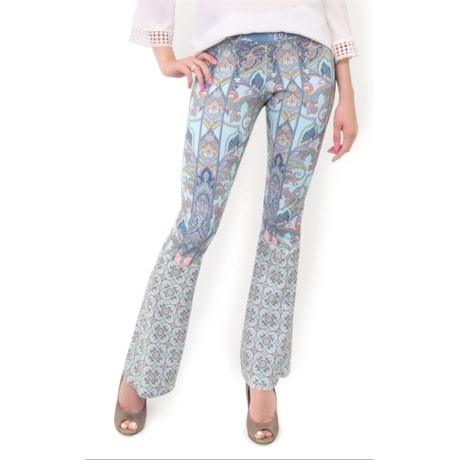 CAPITOLLIUM - CALÇA FLARE PRENE ESTAMPA CASHMERE - VERDE