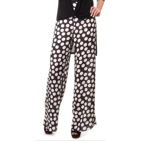 CAPITOLLIUM - CALÇA PANTALONA CHIFON POÁ - P&B