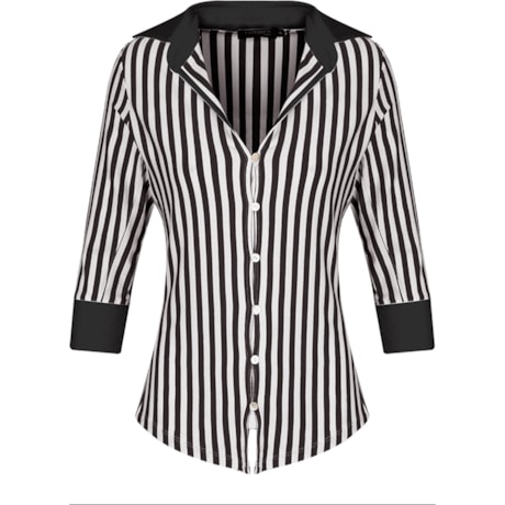CAPITOLLIUM - CAMISA AJUSTADA C/ RECORTES E LISTRAS VERTICAIS - PRETO CAPITOLLIUM - CAMISA AJUSTADA C/ RECORTES E LISTRAS VERTICAIS - PRETO