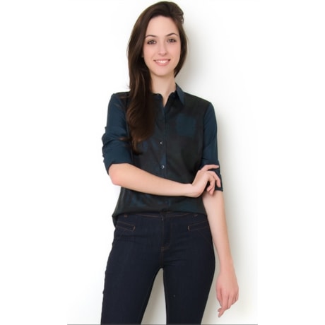 CAPITOLLIUM - CAMISA FRENTE ESTAMPADA M/L - VERDE