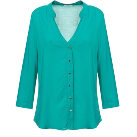 CAPITOLLIUM - CAMISA MAQUINETADA GOLA PADRE MANGA MARTINGALE - TURQUESA